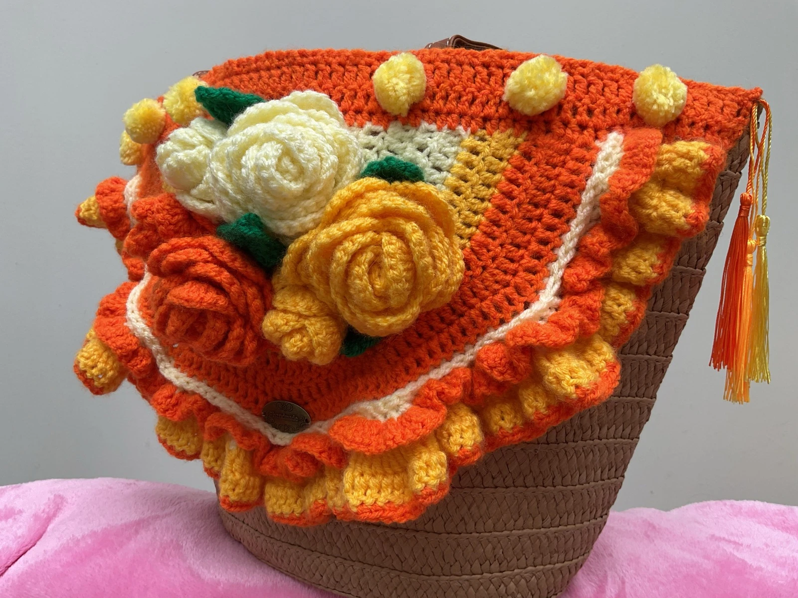 Mand/Tas Orange Rose. Made By Anne. SALE! – photo 3